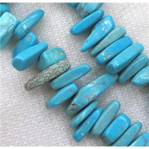 turquoise bead, stick, blue, approx 8-22mm