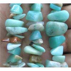Amozonite chip beads, freeform, green, approx 6-14mm