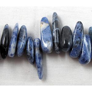 brazilian sodalite beads, freeform Chip, Top-Drilled, 5mm wide,15-25mm length, 16 inch length