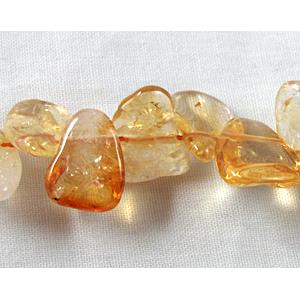 Citrine beads, freeform Drips, Top-Drilled, 7mm wide,12-16mm length,16 inch length