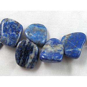 Lapis Lazuli beads, freeform Chip, Top-Drilled, 11mm wide, 13-23mm length, 16 inch length