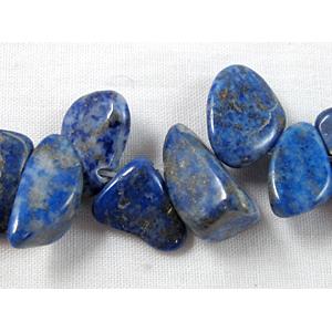 Lapis Lazuli beads, freeform Chip, Top-Drilled, 6-9mm wide, 11-16mm length,16 inch length