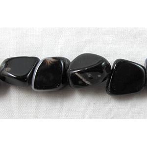 Black Onyx beads, chip, 10x12-17mm, 16 inch length
