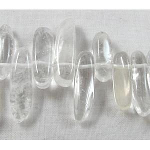 Natural Clear Quartz beads, freeform Chips, Top-Drilled, 5mm wide, 14-20mm length, 16 inch length