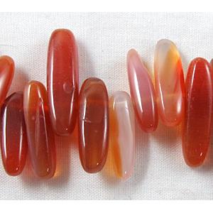 red Carnelian beads, freeform chips, Top-Drilled, 5mm wide, 14-20mm length, 16 inch length