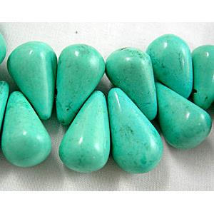 Chalky Turquoise beads, Teardrop, top-drilled, 12－15mm dia,20mm length,67pcs per st