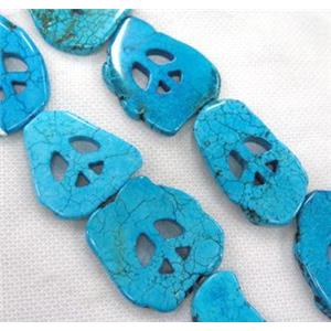 Blue Magnesite Turquoise Slice Beads Peace Sign, approx 20-60mm