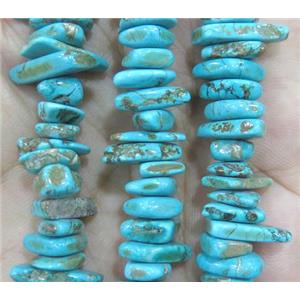 turquoise bead, freeform, blue, approx 6-12mm