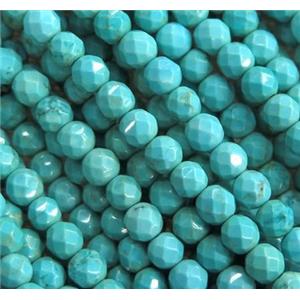 green treated turquoise beads, faceted round, approx 8mm dia