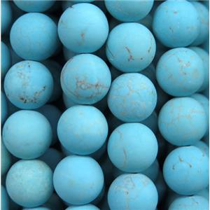 round matte Turquoise beads, blue treated, approx 10mm dia