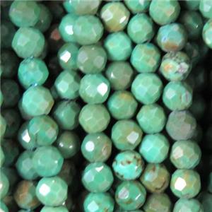 Green turquoise beads, faceted round, approx 3mm dia