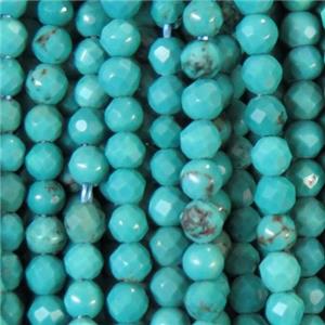 tiny blue turquoise beads, faceted round, approx 2mm dia