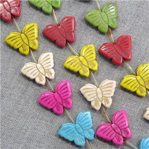 synthetic Turquoise butterfly beads, mix color, approx 13x15