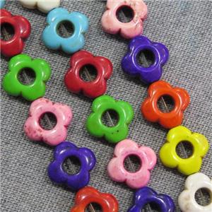 synthetic Turquoise clover beads, mix color, approx 25mm