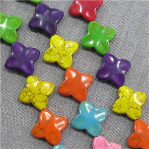 synthetic Turquoise clover beads, mix color, approx 40mm