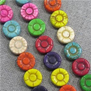 synthetic Turquoise daisy beads, mix color, approx 12mm dia