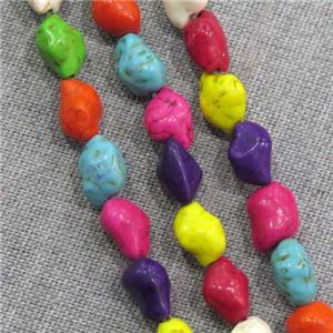 synthetic Turquoise beads, freeform, mix color, approx 13x18mm