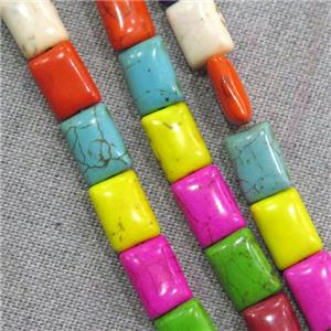 synthetic Turquoise rectangle beads, mix color, approx 10x14mm