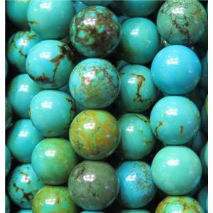 round Turquoise beads, blue, stabilized, approx 10mm dia