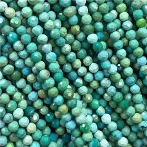natural tiny Hubei Turquoise beads, faceted round, A-grade, approx 2mm dia