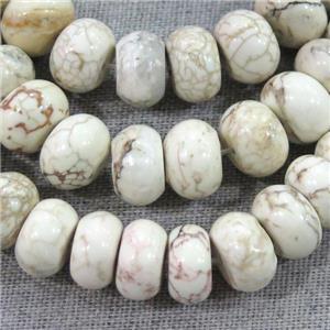 natural White Turquoise rondelle Beads, approx 6x10mm