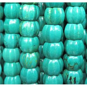 blue Turquoise bead, barrel, stabilized, approx 12mm dia