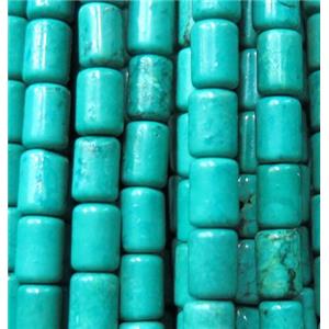 blue Turquoise bead, tube, stabilized, approx 5x8mm
