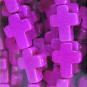 hotpink synthetic Turquoise cross beads, approx 8x10mm, 15.5 inches