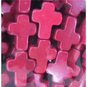 red synthetic Turquoise cross beads, approx 12x16mm, 15.5 inches