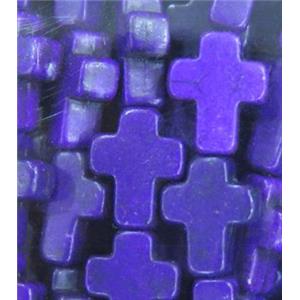 purple synthetic Turquoise cross beads, approx 8x10mm, 15.5 inches