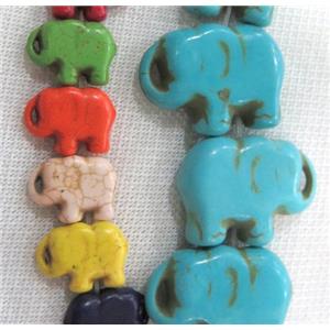synthetic Turquoise elephant beads, mixed color, approx 20x25mm