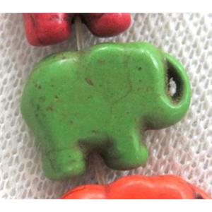 green synthetic Turquoise elephant beads, approx 20x25mm