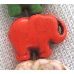 orange synthetic Turquoise elephant beads, approx 25x35mm