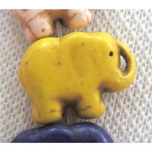 yellow synthetic Turquoise elephant beads, approx 15x20mm