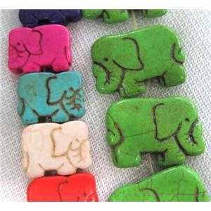 synthetic Turquoise elephant beads, mix color, approx 17x22mm