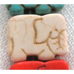 white synthetic Turquoise elephant beads, approx 23x33mm