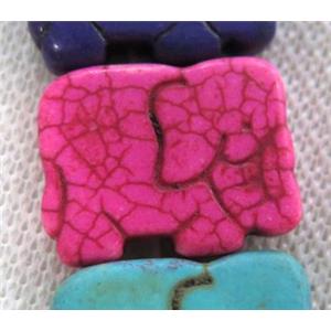 hotpink synthetic Turquoise elephant beads, approx 23x33mm