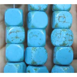 blue synthetic Turquoise cube beads, approx 10x10x10mm