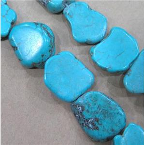 natural turquoise slice beads, freeform, blue treated, approx 15-25mm