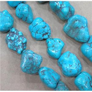natural turquoise nugget beads, freeform, blue treated, approx 15-25mm