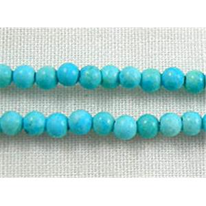 Chalky Turquoise Beads, stabilized, round, 3mm dia, approx 130pcs per st