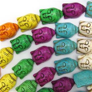 synthetic Turquoise buddha beads, mix color, 28x20x12mm