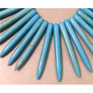 Turquoise stick bead for necklace stability, approx 6x20mm