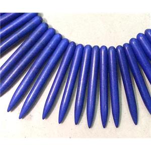 Turquoise stick bead for necklace, stability, lapis lazuli, approx 6mm dia, 18-55mm length