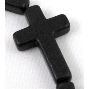 black synthetic Turquoise cross beads, approx 8x10mm