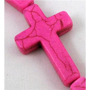 hotpink synthetic Turquoise cross beads, approx 18x25mm
