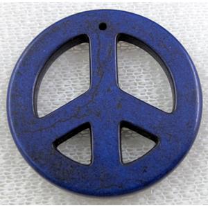 Turquoise Peace sign, pendant, dye, 34mm dia