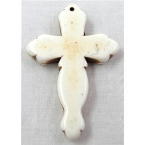 White Turquoise Cross, stabilized, 30x45mm