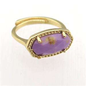 purple Sugilite Ring, copper, gold plated, approx 7-14mm, 17mm dia