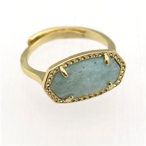 Amazonite Ring, copper, gold plated, approx 7-14mm, 17mm dia